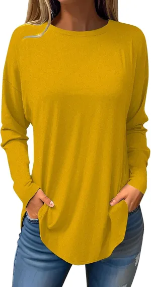 DuDubaby Blouses for Women Dressy Casual Long Sleeve Shirts Cool Retro Floral Print Round Neck Tee Loose Fit Office Blouses