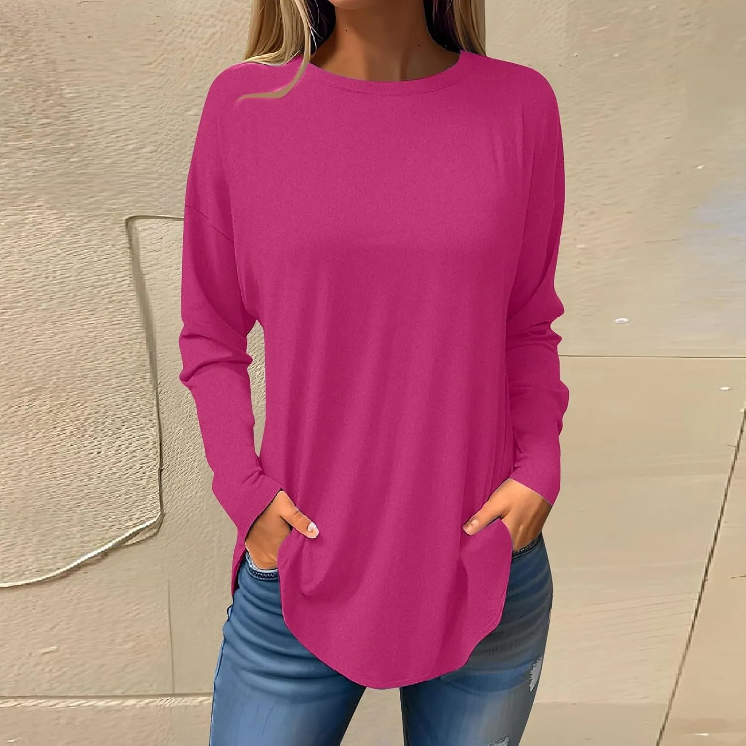DuDubaby Sweatshirt for Women Long Sleeve Shirts Cute Retro Floral Print Round Neck Sweatshirt Lightweight Office Pullover