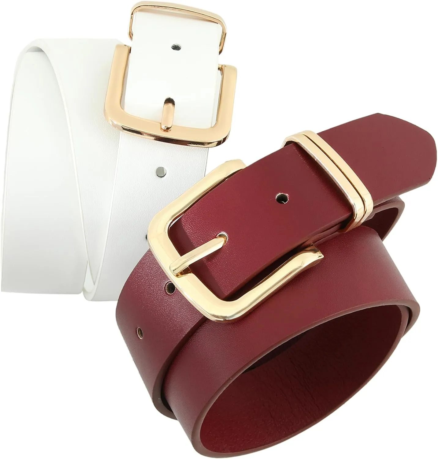 Earnda Women's Leather Belts for Jeans Dresses, Gold Buckle Casual Ladies Waist Belt 1.30" Width