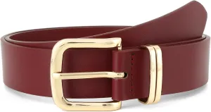 Earnda Women's Leather Belts for Jeans Dresses, Gold Buckle Casual Ladies Waist Belt 1.30" Width