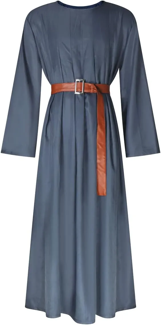EDAUWAE Wizard Costume Pagan Tunic Costume Wizard Cloak Cosplay Grey Robe Hat Full Set Outfits for Adult