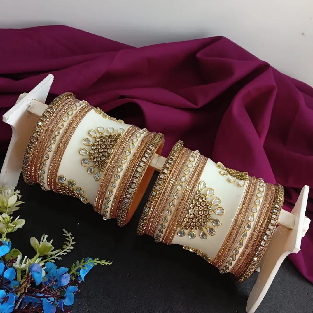 Efulgenz Indian Bangle Set for Wedding Rhinestone Crystal Kundan Bridal Bracelet Acrylic Bangles Punjabi Chuda for Women Chura Bangles Heavy Bridal Dulhan Bangles Fashion Jewelry