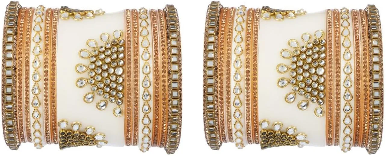 Efulgenz Indian Bangle Set for Wedding Rhinestone Crystal Kundan Bridal Bracelet Acrylic Bangles Punjabi Chuda for Women Chura Bangles Heavy Bridal Dulhan Bangles Fashion Jewelry
