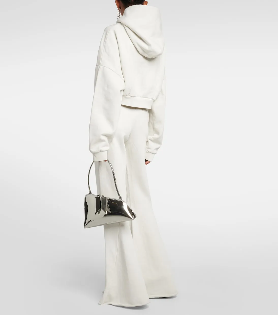 Entire Studios Cotton Fleece Cropped Hoodie, White