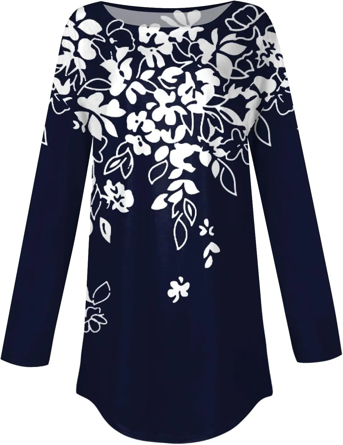 Fall Outfits for Women Solid Long Sleeve Outfits Round Neck Hide Belly Pullover Tops Casual Loose T Shirt