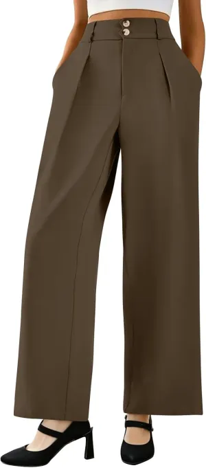 fanmpghleoo Dress Pants Women High Waisted Wide Leg Pants Woman Business Casual Work Pants Loose Office Stretch Twill Pants