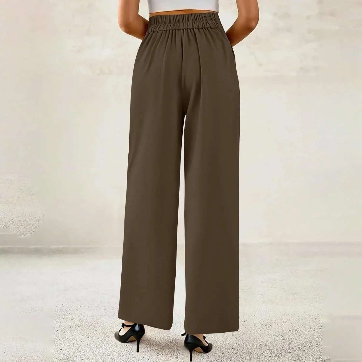 fanmpghleoo Dress Pants Women High Waisted Wide Leg Pants Woman Business Casual Work Pants Loose Office Stretch Twill Pants