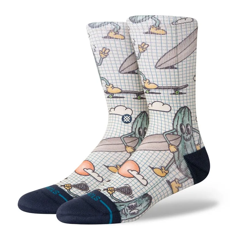 Feeling Pickled Poly Blend Crew Socks - Cream