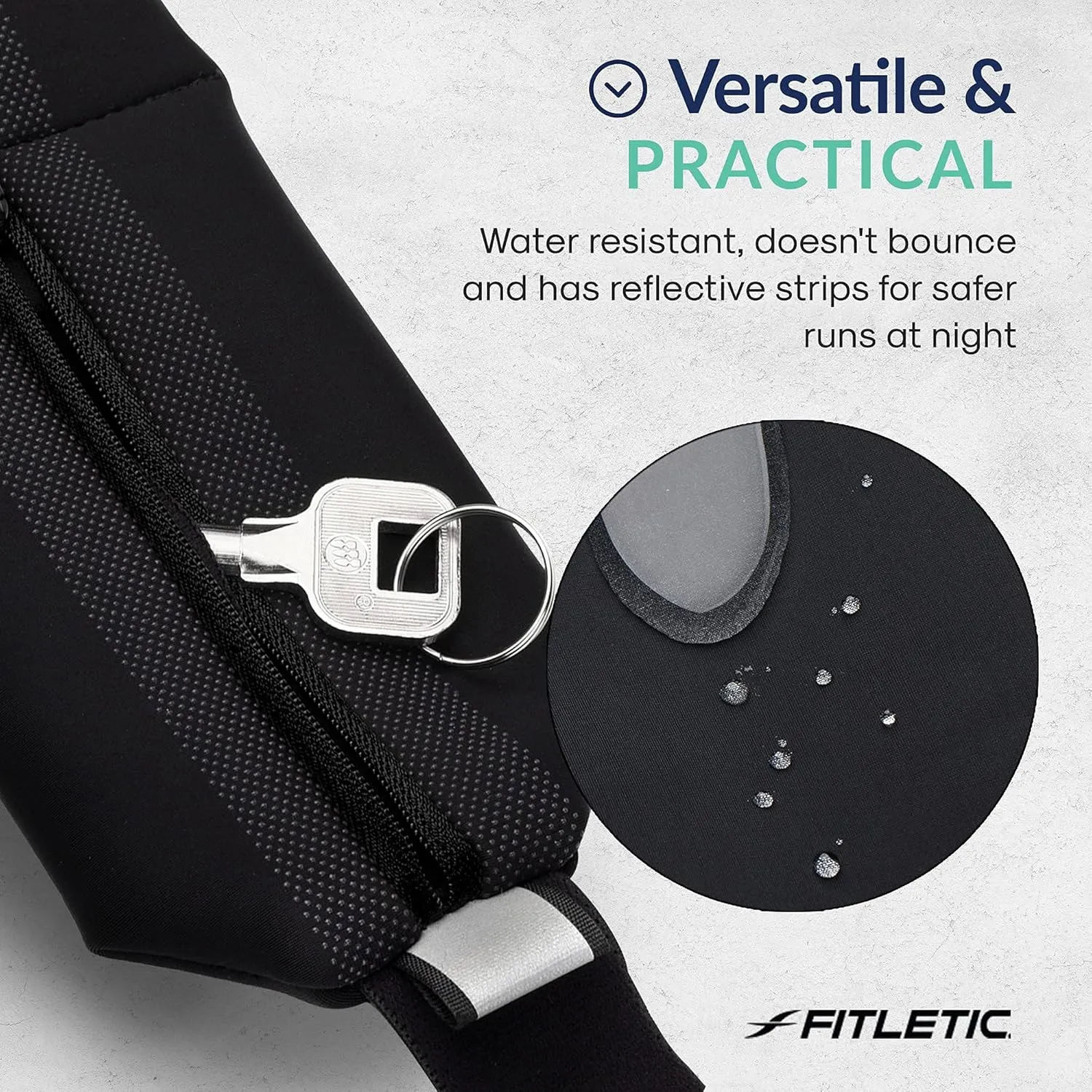 Fitletic Bolt Double Pocket Running Belt & Active Fanny Pack For Men & Women  Water Resistant, Lightweight Sleek Design  Patented No Bounce Hip Hugging Fit  Holds Any Phone