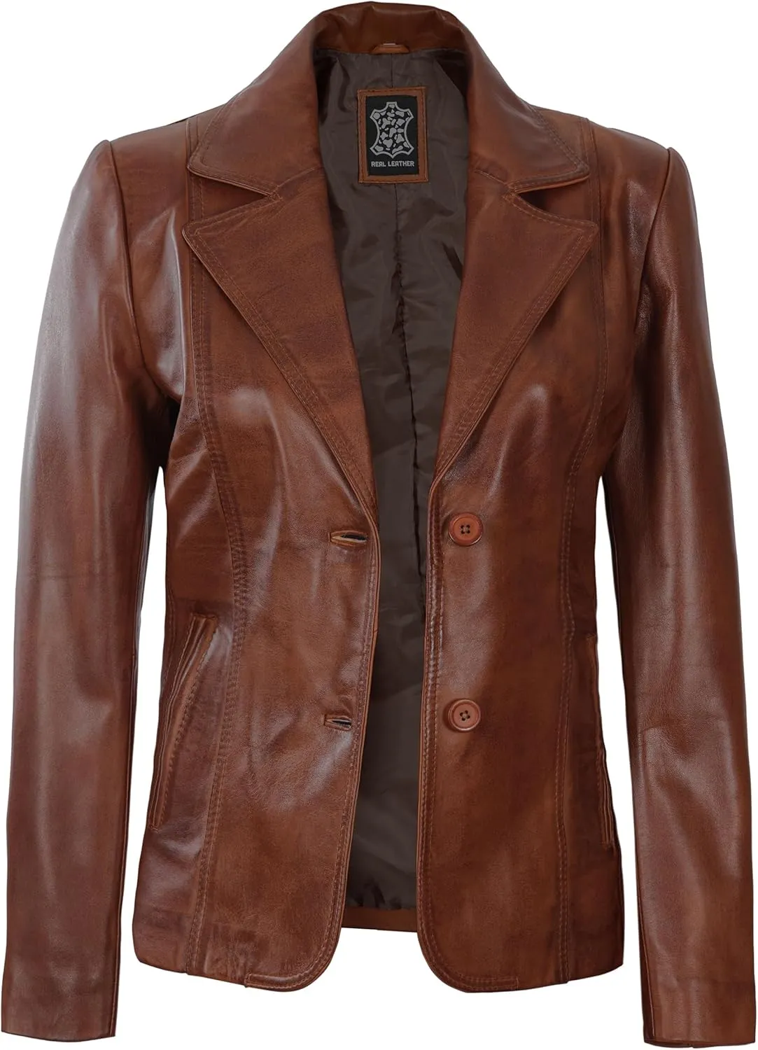 fjackets Leather Blazers for Women - Real Lambskin Leather Jackets Womens - Premium Blazers for Women Business & Casual