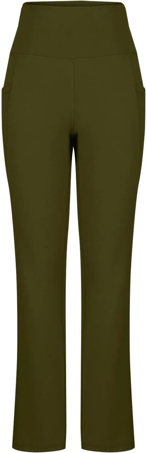 Flare Yoga Pants for Women Butt Lifting Flare Leggings Tummy Control Wide Leg Flared Yoga Sweatpants with Pockets