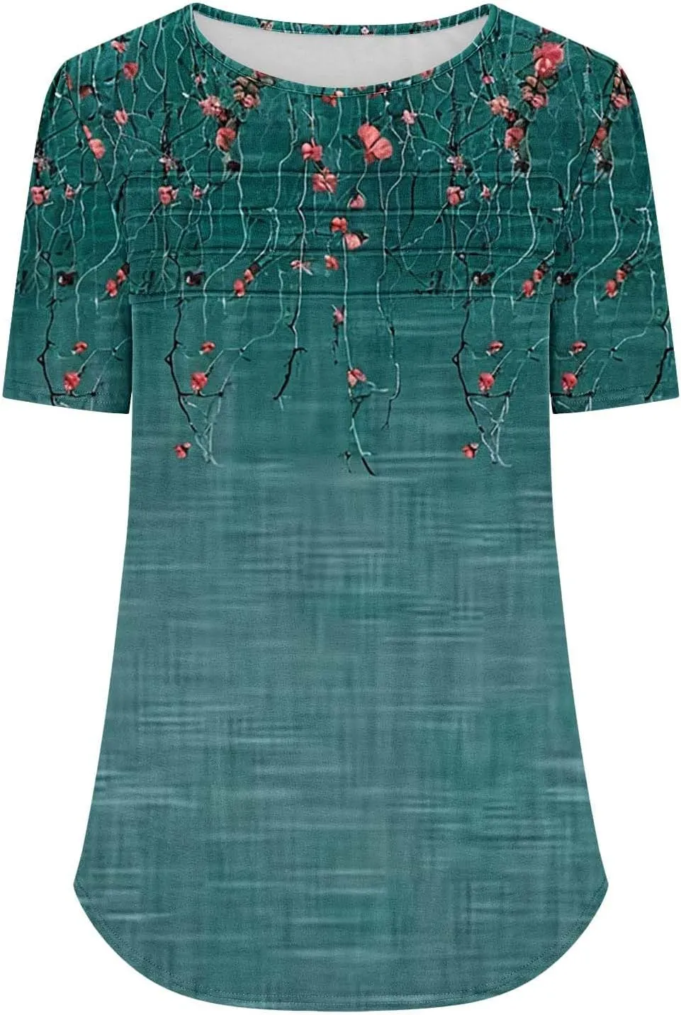 Floral Tops for Women Short Sleeve Crew Neck Casual Tops Trendy Boho Blouses Tshirt Loose Fit Tunic Hawaiian Shirts