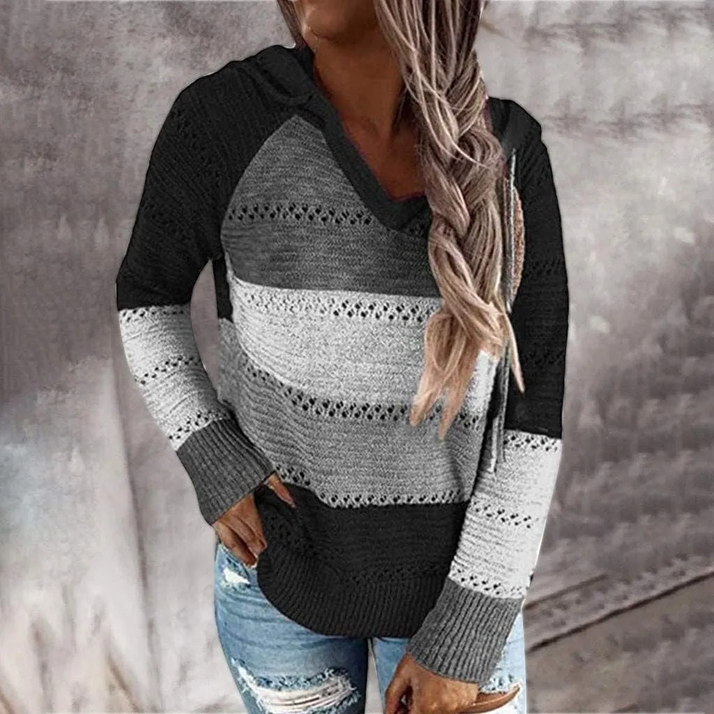 FQZWONG Spring Sweaters for Women 2025 Plus Size Long Sleeve Hoodies Casual Ladies Sweatshirts Fashion Knit Hooded Tops