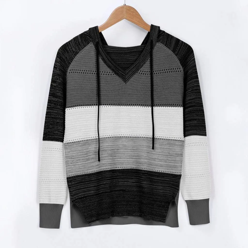 FQZWONG Spring Sweaters for Women 2025 Plus Size Long Sleeve Hoodies Casual Ladies Sweatshirts Fashion Knit Hooded Tops