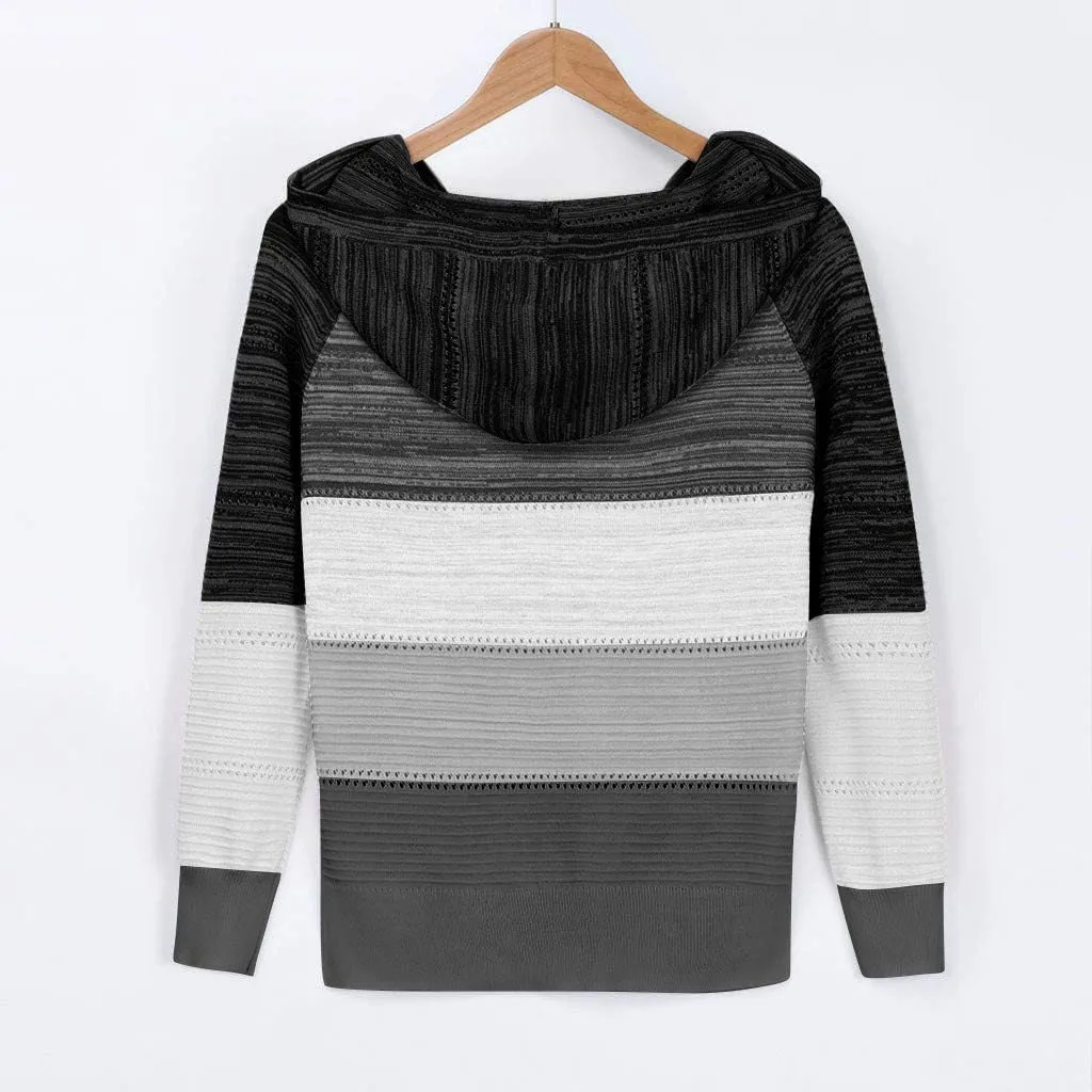 FQZWONG Spring Sweaters for Women 2025 Plus Size Long Sleeve Hoodies Casual Ladies Sweatshirts Fashion Knit Hooded Tops