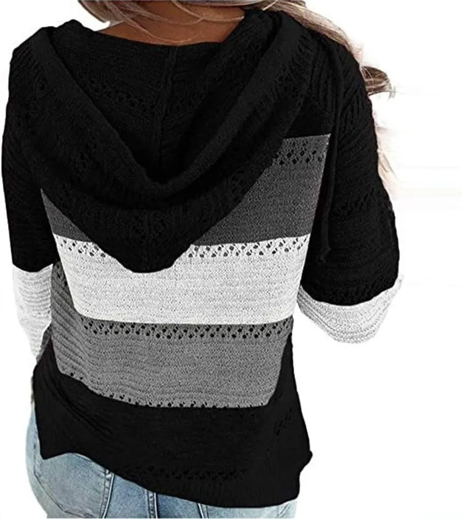 FQZWONG Spring Sweaters for Women 2025 Plus Size Long Sleeve Hoodies Casual Ladies Sweatshirts Fashion Knit Hooded Tops