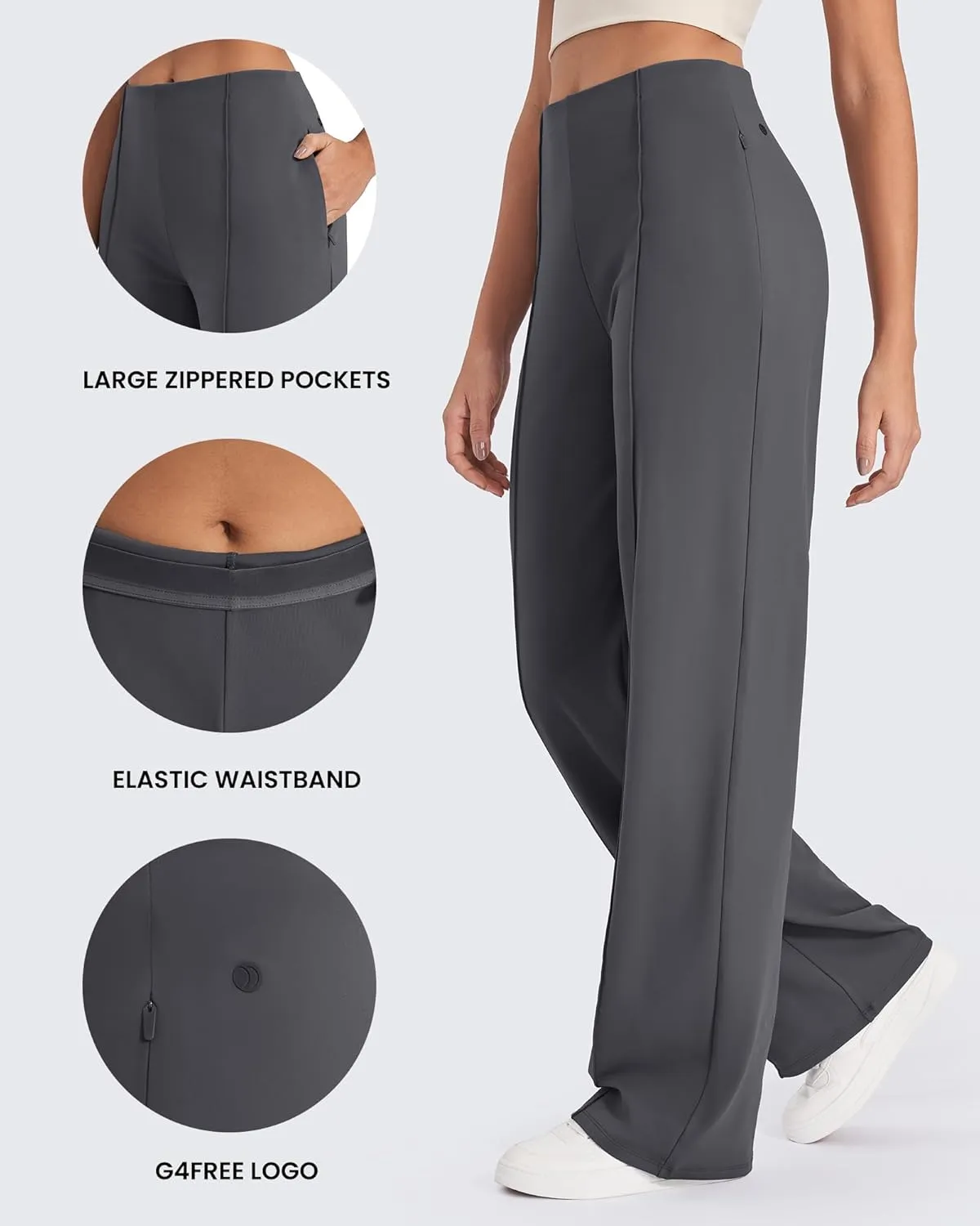 G4Free Wide Leg Pants for Women Yoga Pants with Pockets Stretchy Business Casual Dress Pants Loose Petite/Regular/Tall