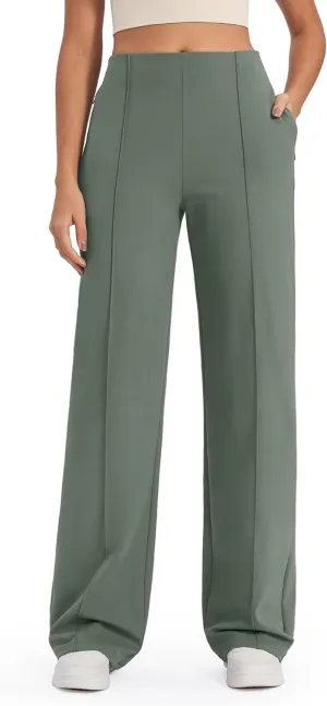 G4Free Wide Leg Pants for Women Yoga Pants with Pockets Stretchy Business Casual Dress Pants Loose Petite/Regular/Tall