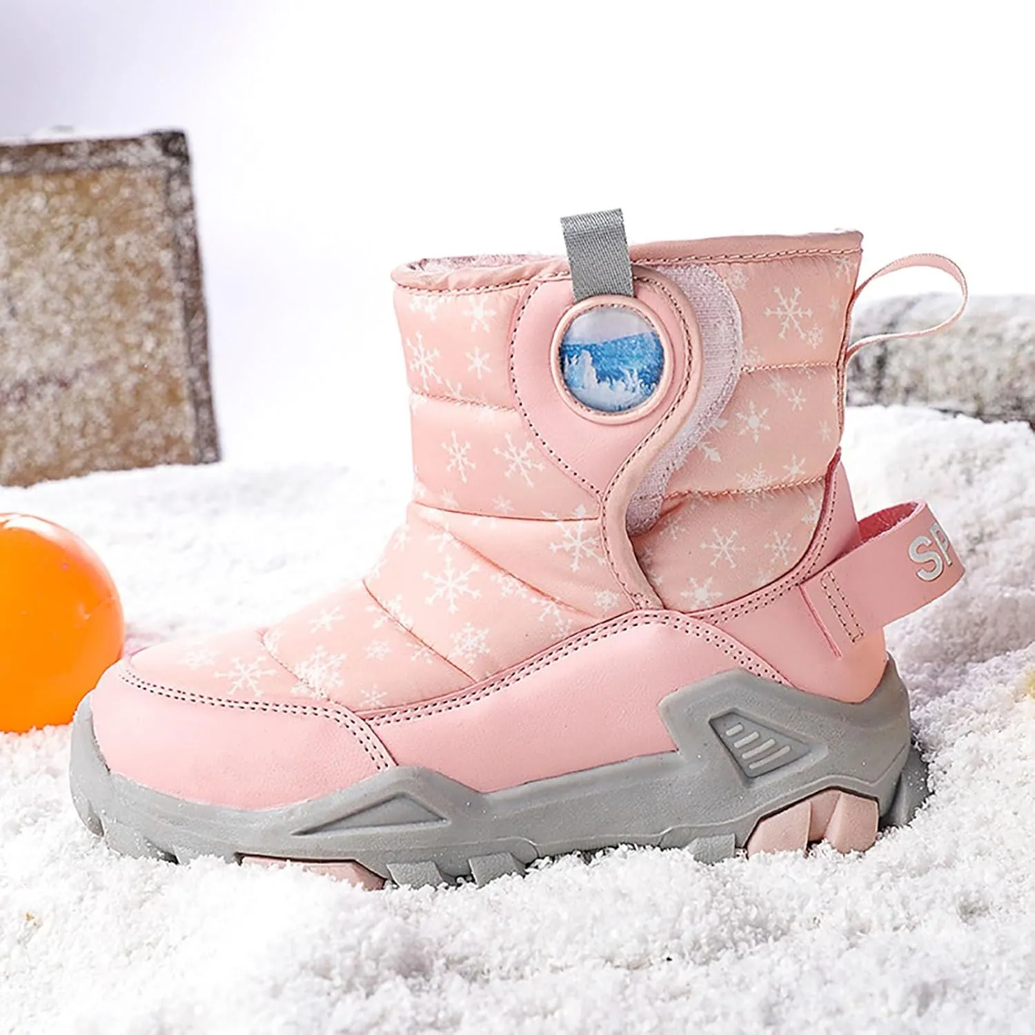 Girls Boys Snow Boots Outdoor Warm Comfortable Non Slip Mid Calf Padded Small Big Kids Winter Shoes for Toddler Girls