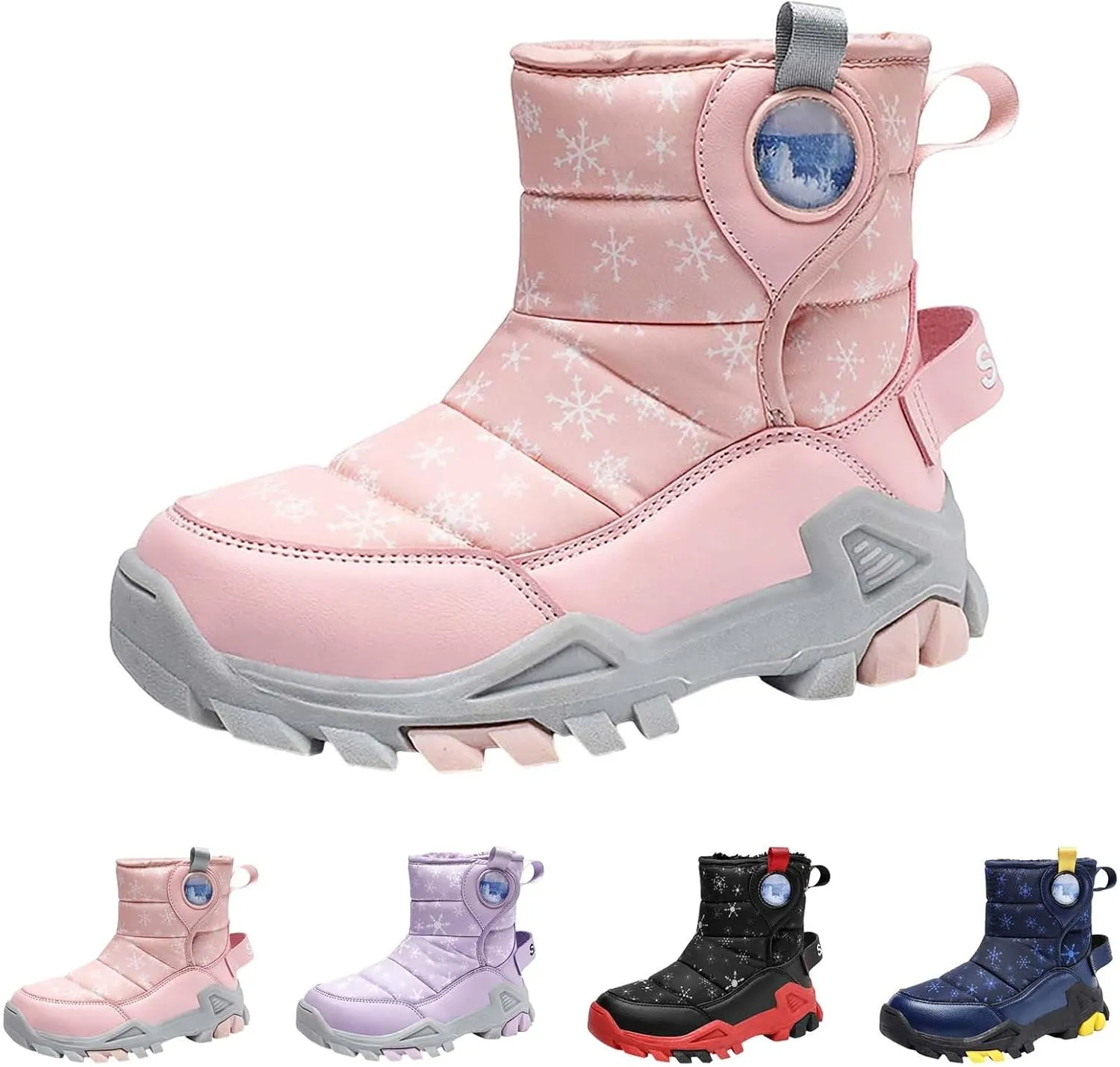 Girls Boys Snow Boots Outdoor Warm Comfortable Non Slip Mid Calf Padded Small Big Kids Winter Shoes for Toddler Girls