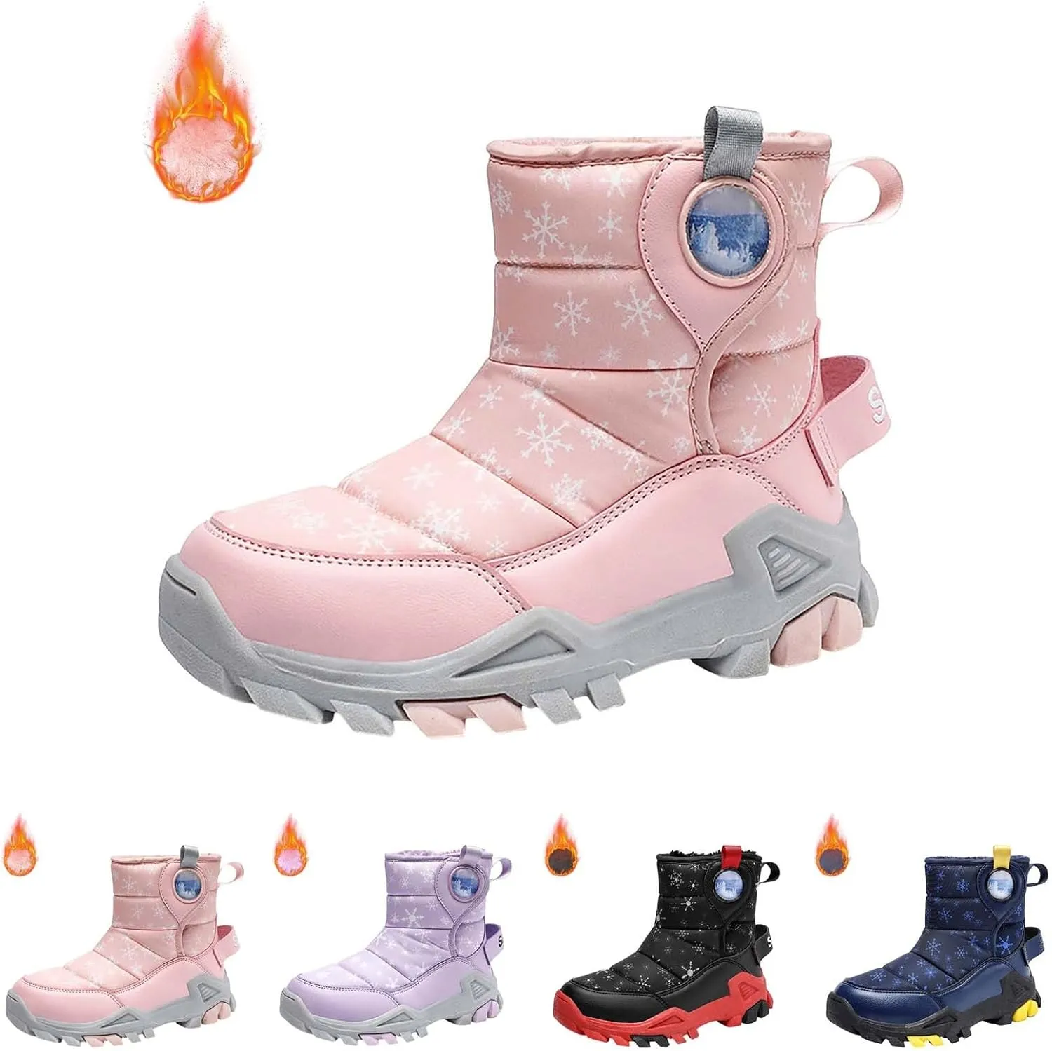 Girls Boys Snow Boots Outdoor Warm Comfortable Non Slip Mid Calf Padded Small Big Kids Winter Shoes for Toddler Girls