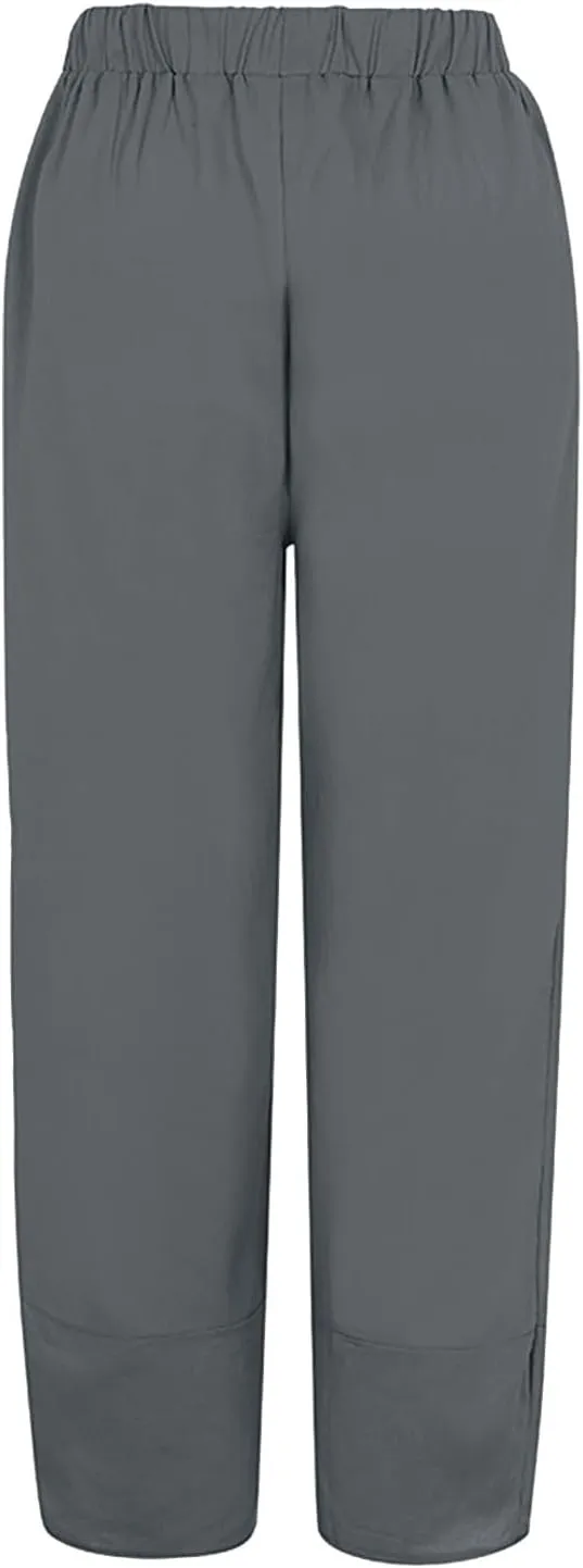 GOFULY Lounge Pants Women Casual Elastic Waist Sumemr Pants Straight Wide Leg High Waisted with Pockets 2025 Slacks Clothes