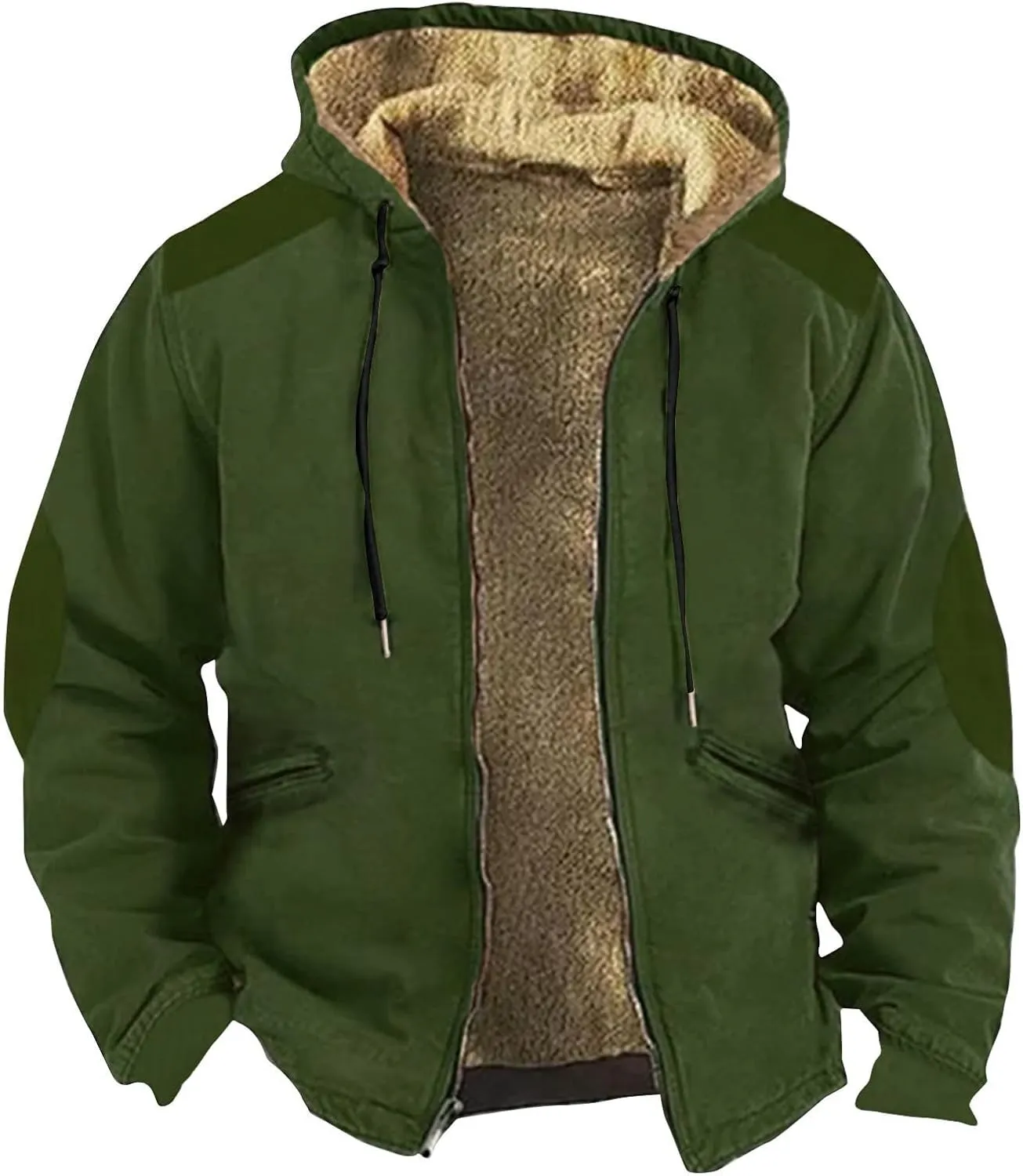 GOFULY Mens Jackets Winter Sherpa With Hood Heavyweight Coats Fuzzy Fleece Full Zip Graphic Hoodies Fall Clothes Trendy