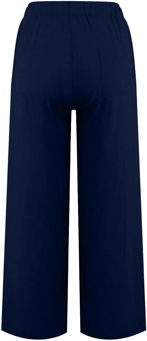 GOFULY Pants for Women Trendy Straight Wide Leg High Waisted Pants Elastic Waist Drawstring Sumemr Soft Trousers with Pockets