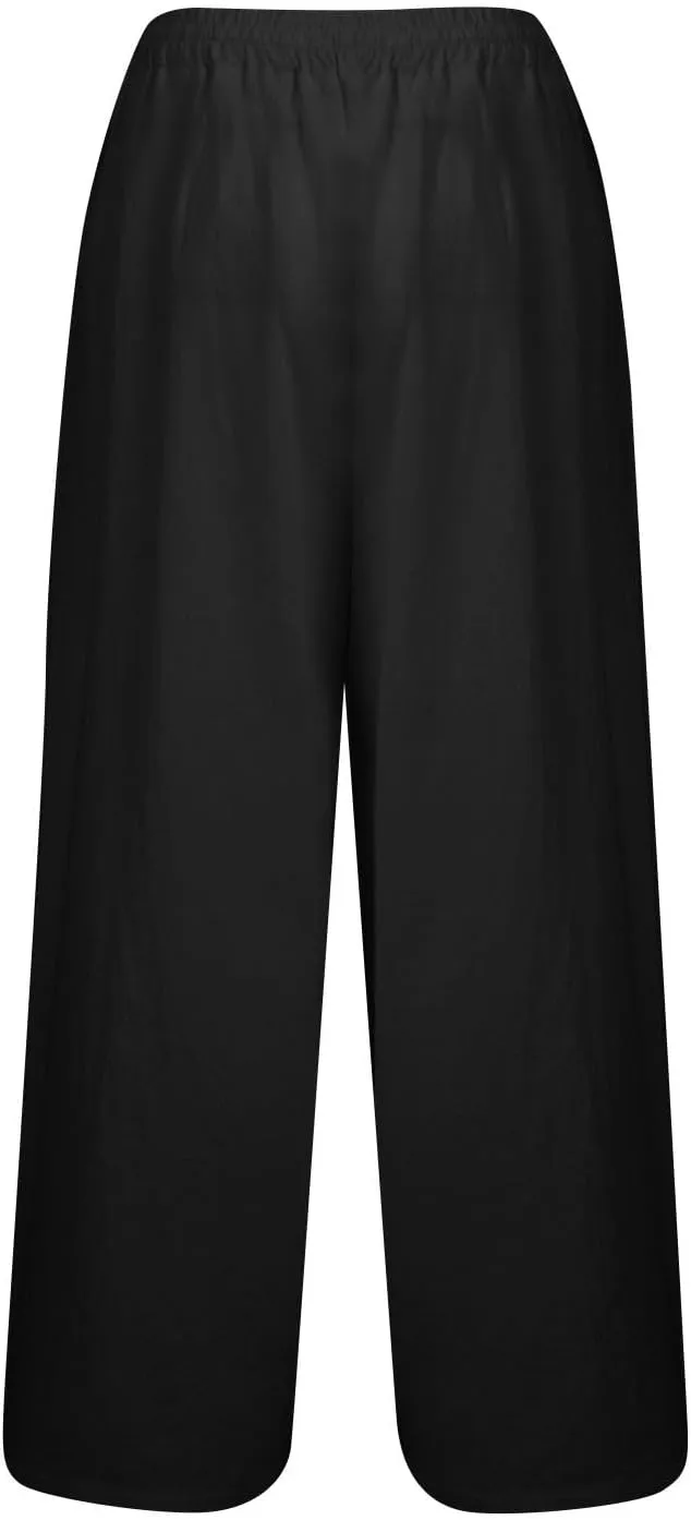 GOFULY Womens Lounge Pants 2025 Elastic Waist Drawstring Sumemr High Waisted Pants Straight Wide Leg with Pockets Trousers