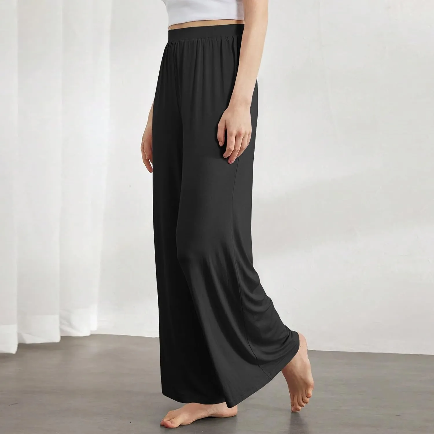 GOFULY Women's Pants Straight Wide Leg High Waisted Palazzo Pants Elastic Waist Drawstring Sumemr 2025 Trousers with Pockets