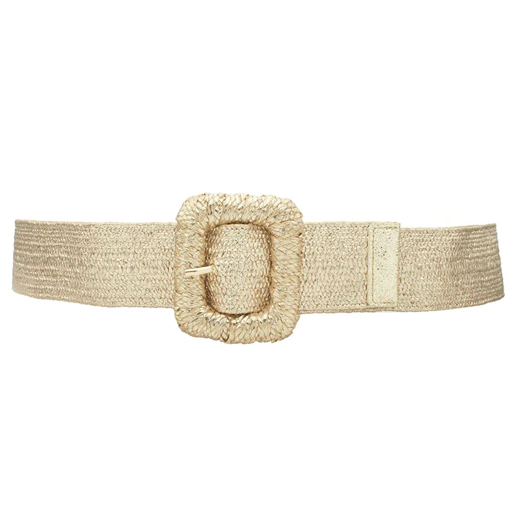 Gold Metallic Raffia Belt