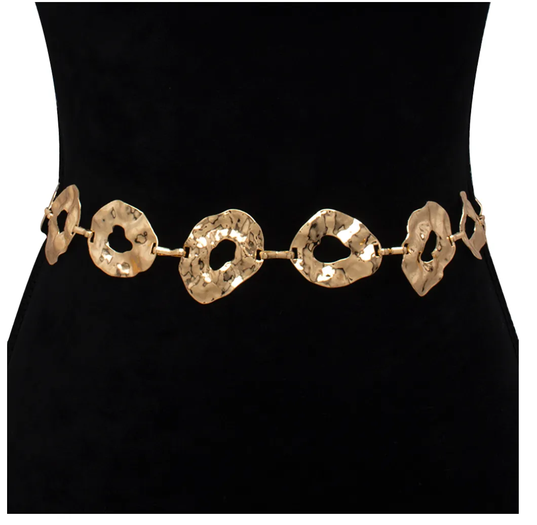 Gold odd shape metal belt