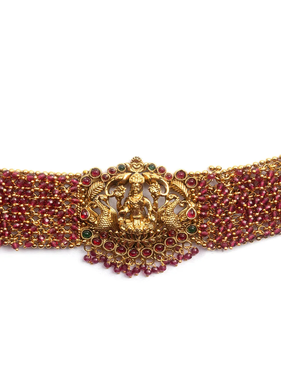 Gold Plated Laxmi Red Hydra Beads Choker Set