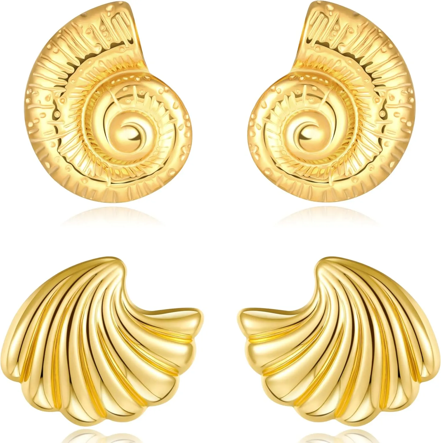 Gold Shell Earrings for Women Beach Seashell Earrings Chunky Gold Ocean Earring Statement Earrings for Women