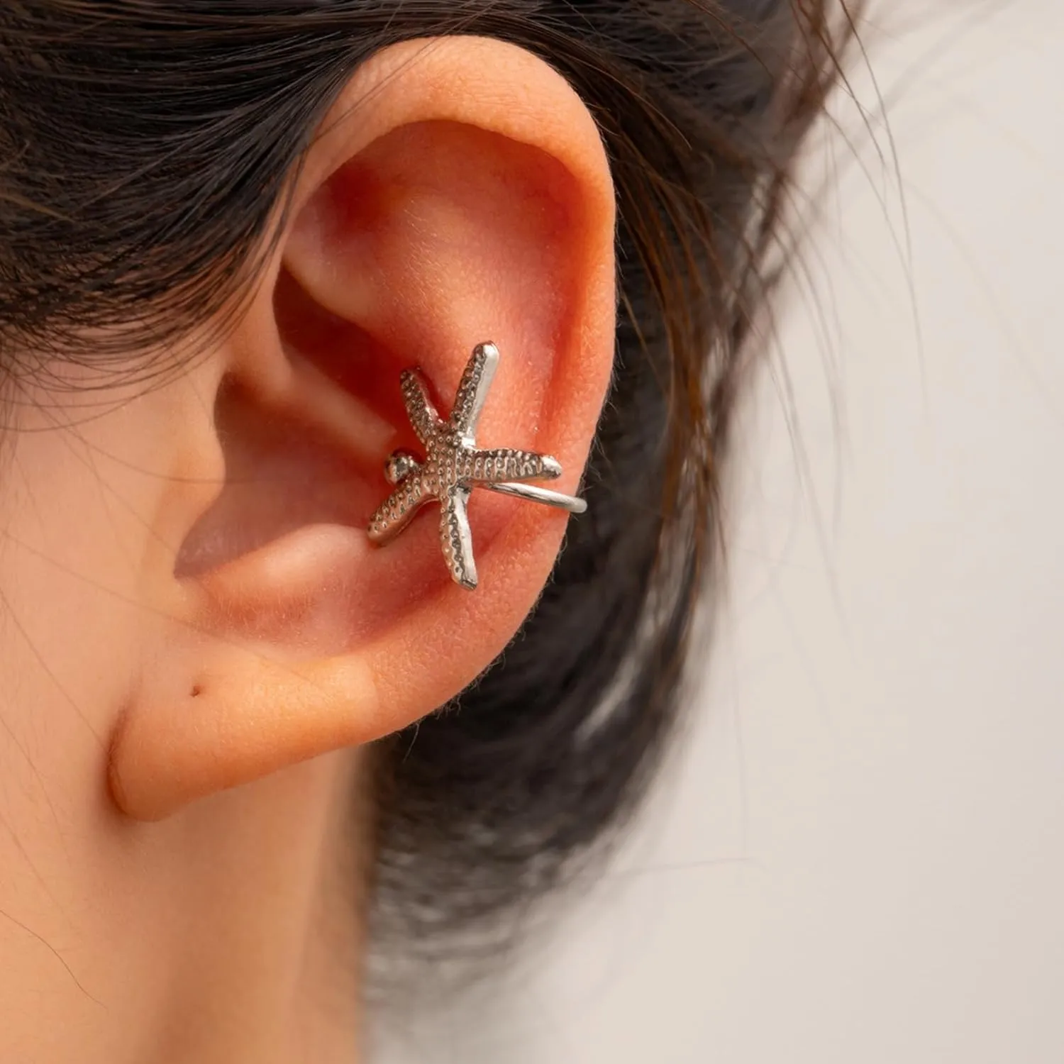 Gold Starfish Shell Ear Clip Cuff Earrings for Women Ocean Beach Summer Jewelry