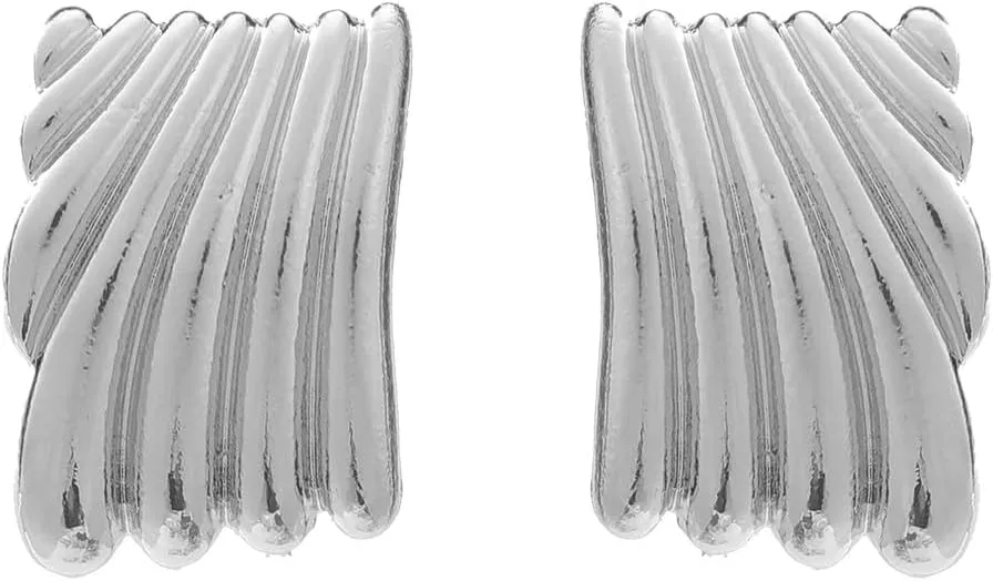 Gold Statement Earrings for Women Trendy Chunky Gold Square Earrings Textured Stud Earrings for Women Lightweight Big Shell Wings Drop Earrings for Her