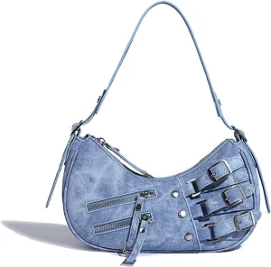Handbag Purse Shoulder Bags for Women Retro Punk Style Leather Y2k Crescent Bag Lightweight Cute
