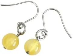 Handmade Yellow Agate Beaded Earrings, Gemstone Drops, Simple Everyday Jewellery, Minimalist Bead Drop Earrings CHIK-EARG-71169