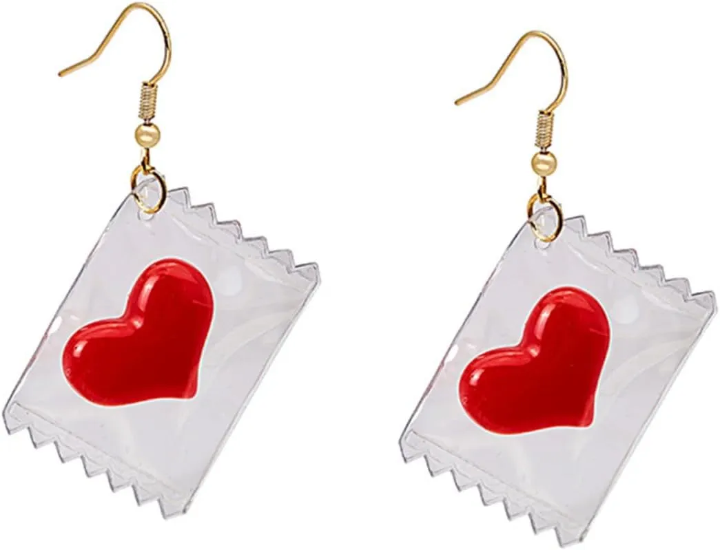 Heart Statement Earrings Dangle Earrings for Women Valentine's Day Jewelry Stylish Ear Studs for Women