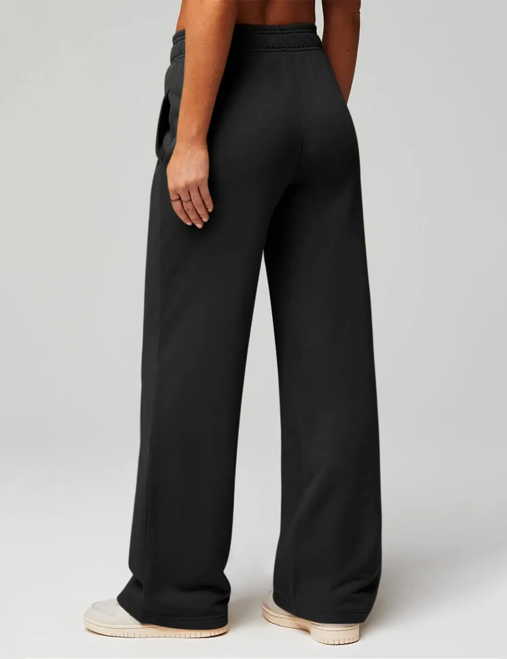 HeSaYep Women's Wide Leg Sweatpants Elastic High Waist Loose Sweat Pants Straight Leg Drawstring Trousers with Pockets