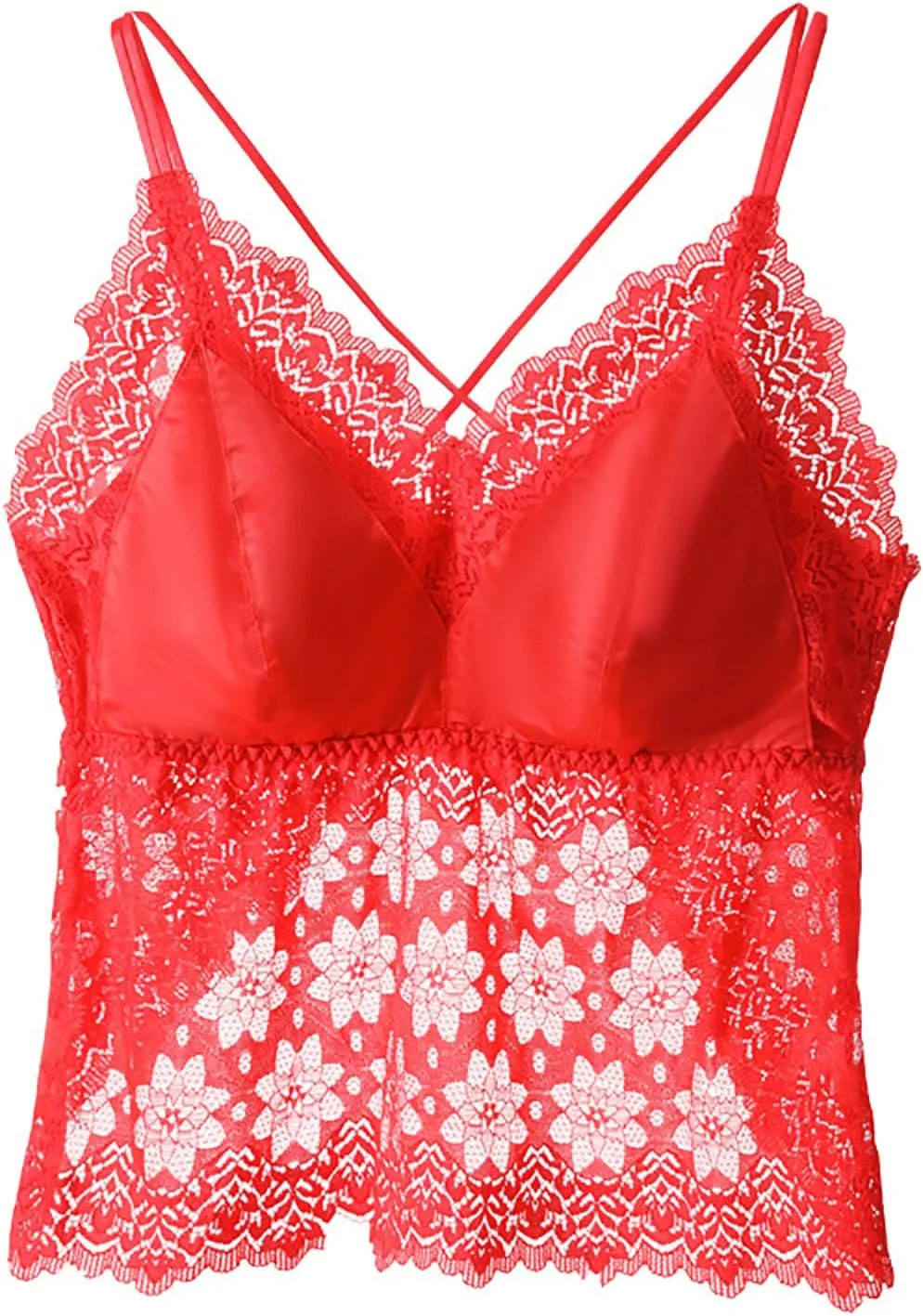 HGps8w Sexy Lace Camisole for Women with Detachable Built in Bra V Neck Spaghetti Strap Wireless Bralette Crop Tank Tops