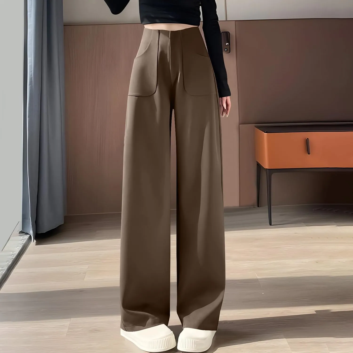 High Waisted Work Pants for Women Business Summer Casual Outfits Trendy Office Dress Wide Leg Trousers with Pockets