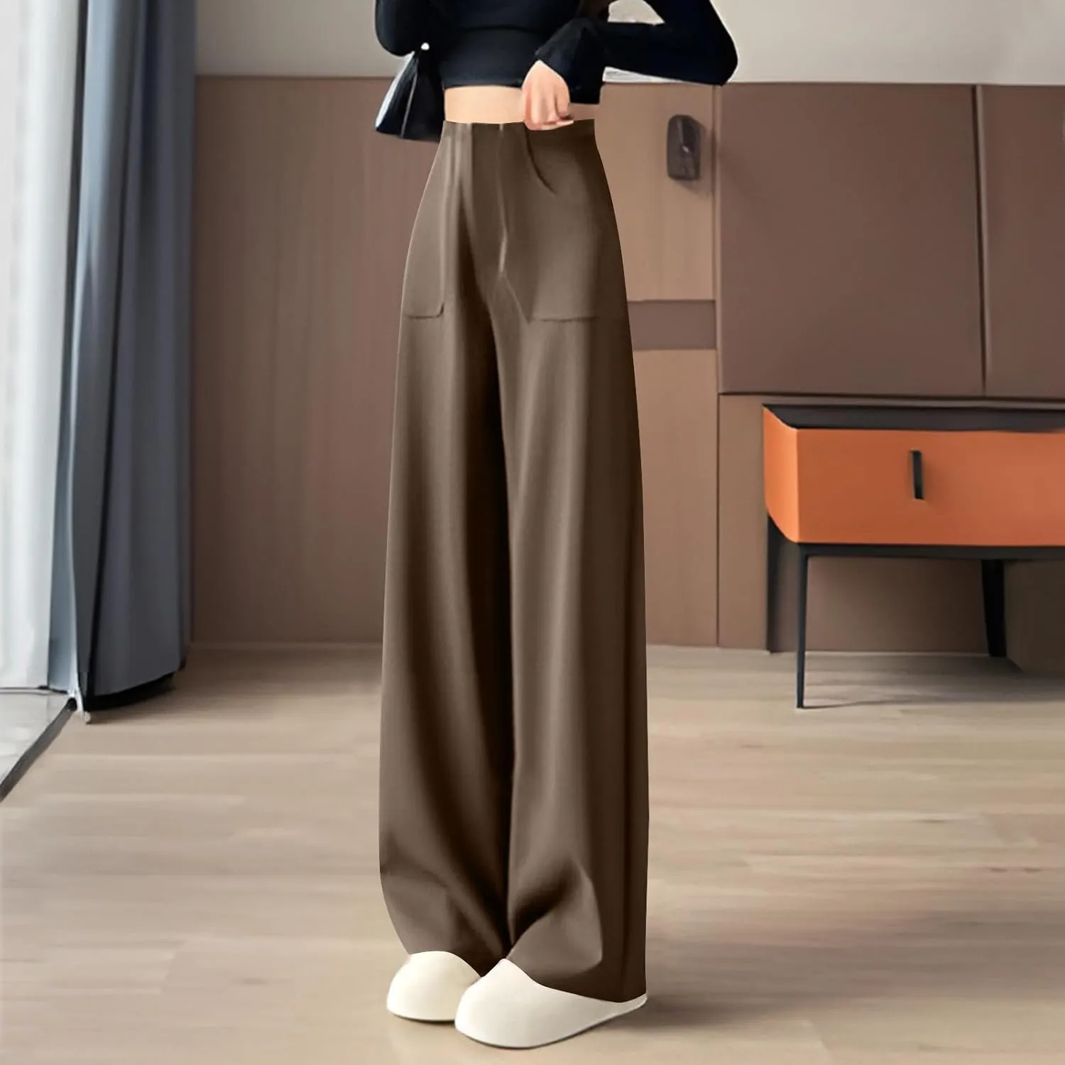 High Waisted Work Pants for Women Business Summer Casual Outfits Trendy Office Dress Wide Leg Trousers with Pockets