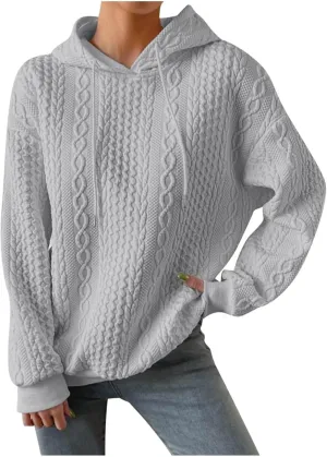Hoodies For Women,Cable Knit Oversized Sweatshirts Solid Color Hoodies Pullover Fall Sweatshirts For Women