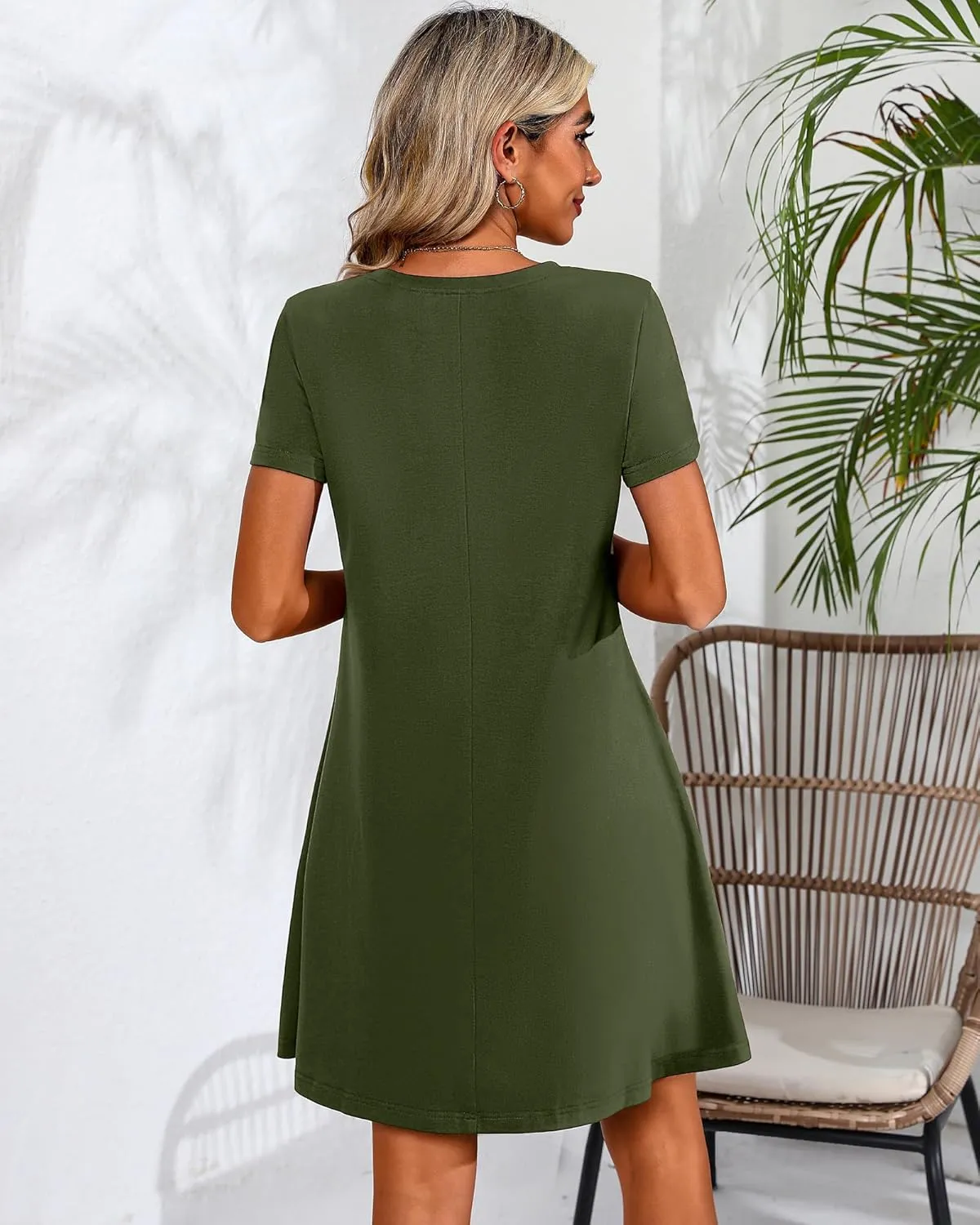 Huukeay 3 Pack Women Casual T Shirt Dresses Short Sleeve Round Neck Loose Fit Tunic Dresses Summer Swing Dress