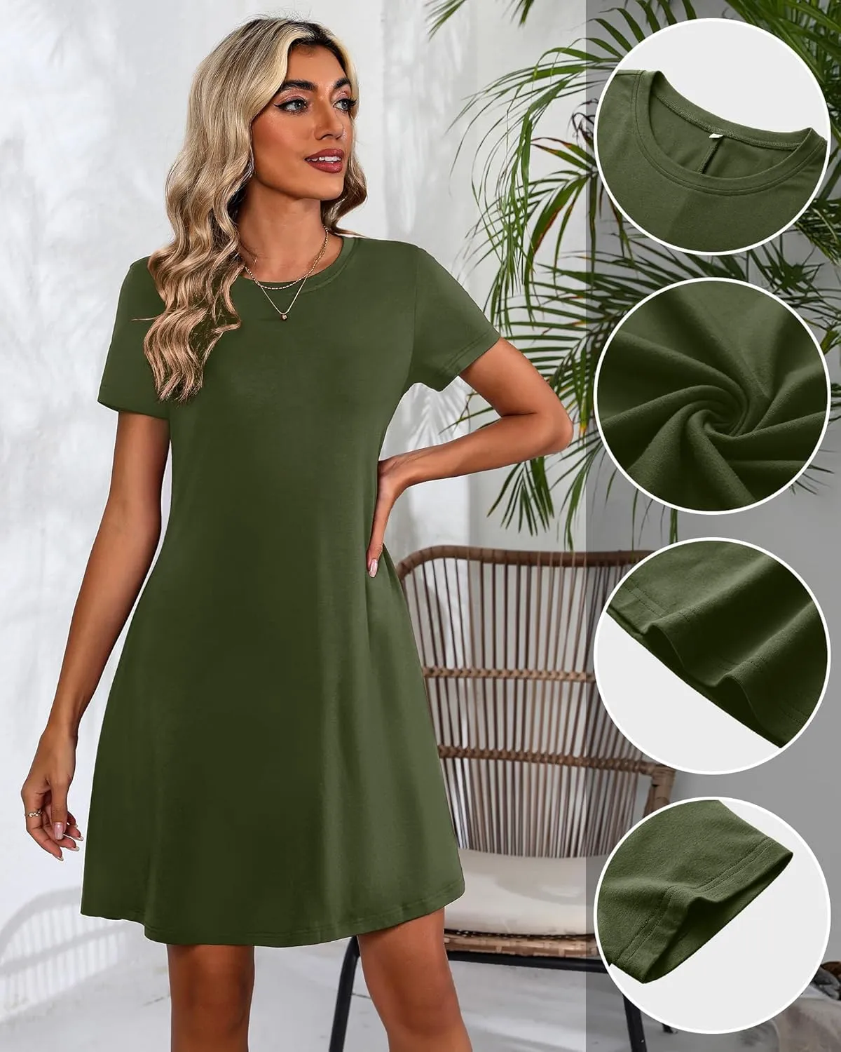 Huukeay 3 Pack Women Casual T Shirt Dresses Short Sleeve Round Neck Loose Fit Tunic Dresses Summer Swing Dress