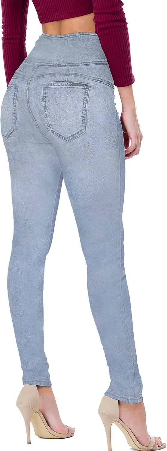 Hybrid & Company Women Fashion Destructed Skinny Jeans High Waist Stretch Denim Pants