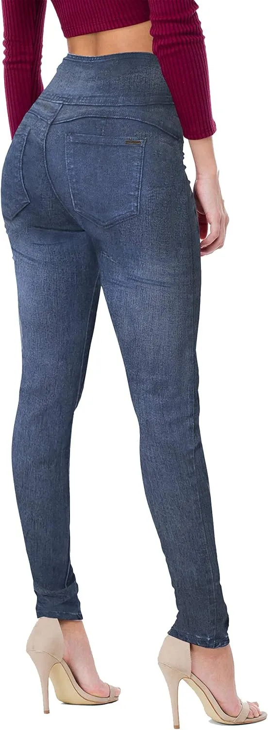Hybrid & Company Women Fashion Destructed Skinny Jeans High Waist Stretch Denim Pants