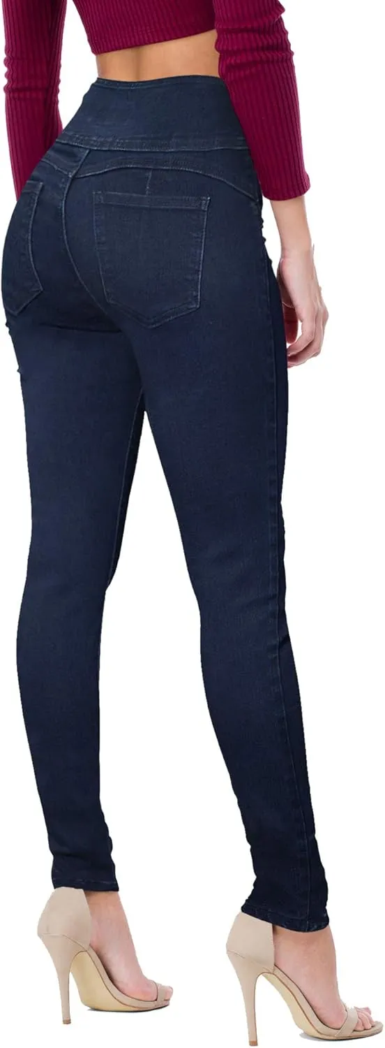 Hybrid & Company Women Fashion Destructed Skinny Jeans High Waist Stretch Denim Pants
