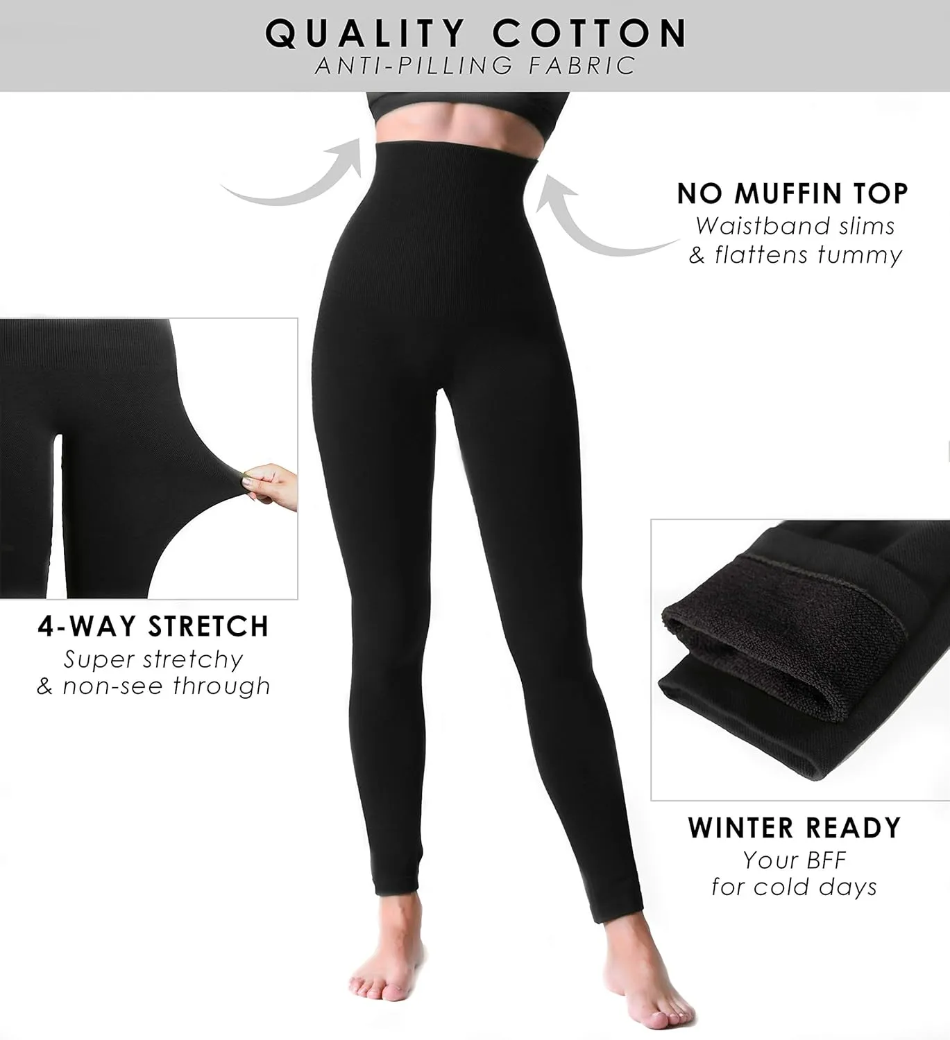 ICONOFLASH Women's High Waist Control Top Compression Leggings